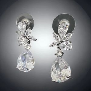 Bridal Earrings Marquise and Teardrop Cubic zirconia Dangle Marquis Cut